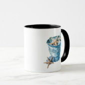 Bucket of Shells - Blue Waterverf Design Mok (Voorkant rechts)