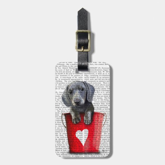 Buckets of Love Dachshund Puppy Bagagelabel (Voorkant verticaal)