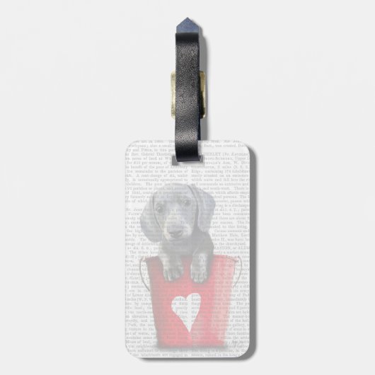 Buckets of Love Dachshund Puppy Bagagelabel (Achterkant verticaal)
