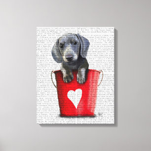 Buckets of Love Dachshund Puppy Canvas Afdruk