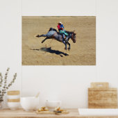 Bucking Blue Bareback Bronc en Rodeo Cowboy Art Poster (Keuken)