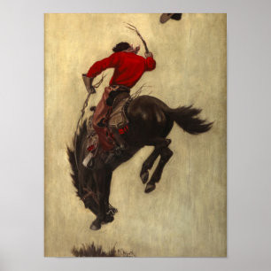 Bucking Bronco, 1903, door Newell Convers Wyeth Poster