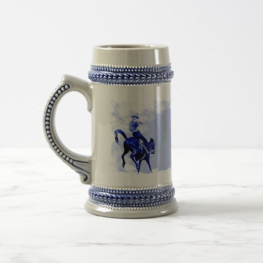  Bucking Bronco Ceramic Stein Bierpul (Links)