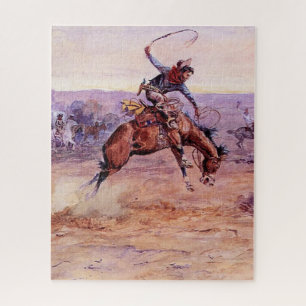 "Bucking Bronco" Cowboy Art van Charles Russell Legpuzzel