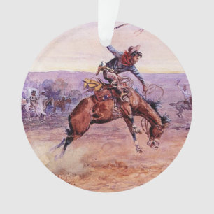 "Bucking Bronco" Cowboy Art van Charles Russell Ornament