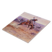 "Bucking Bronco" Cowboy Art van Charles Russell Tegeltje (Zijkant)