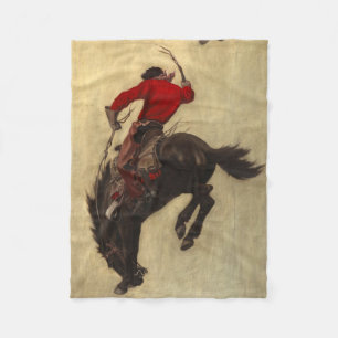 Bucking Bronco door Newell Convers Wyeth Fleece Deken