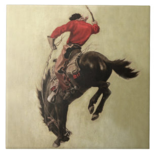 "Bucking Bronco" Hoesje van NC Wyeth Tegeltje