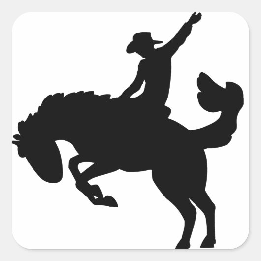 Bucking Bronco Rider Vierkante Sticker (Voorkant)