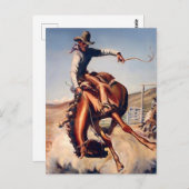"Bucking Bronco" Westerne kunst van Will James Briefkaart (Voorkant / Achterkant)