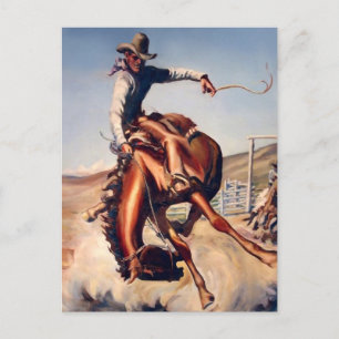 “Bucking Bronco” westernkunst van Will James Briefkaart