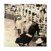 Bucking Bull Rodeo Rider Afbeelding Tegeltje (Voorkant)