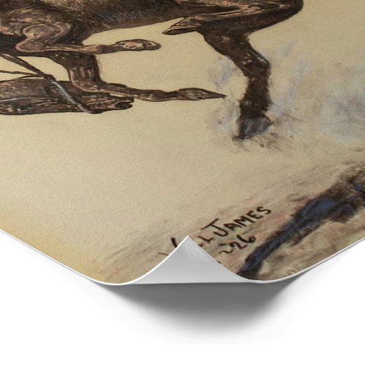 "Bucking Horse" Westerne kunst van Will James Poster (Hoek)