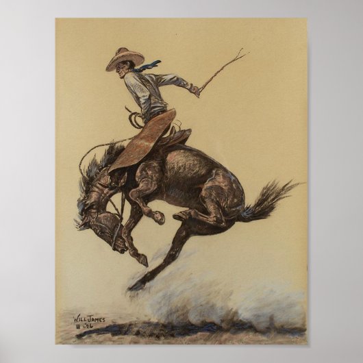 "Bucking Horse" Westerne kunst van Will James Poster (Voorkant)