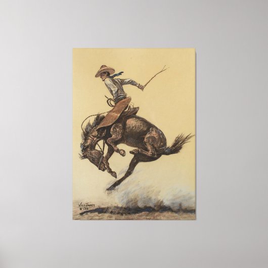 “Bucking Horse” Westerse kunst van Will James Canvas Afdruk (Voorkant)
