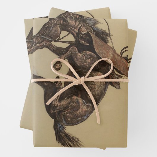 “Bucking Horse” Westerse kunst van Will James Inpakpapier Vel (In situ)