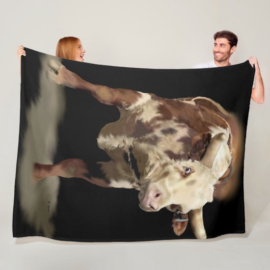 Bucking Rodeo Bull Fleece Deken (In situ)