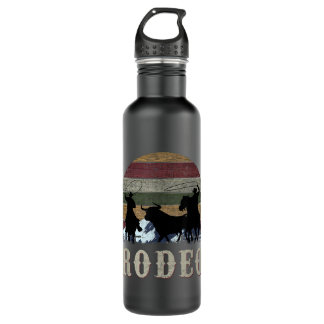 Bucking Rodeo Cowboy Team Roping Horse Riding Retr Waterfles