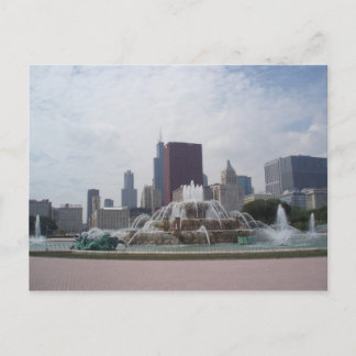 Buckingham Fountain en Chicago Skyline Briefkaart