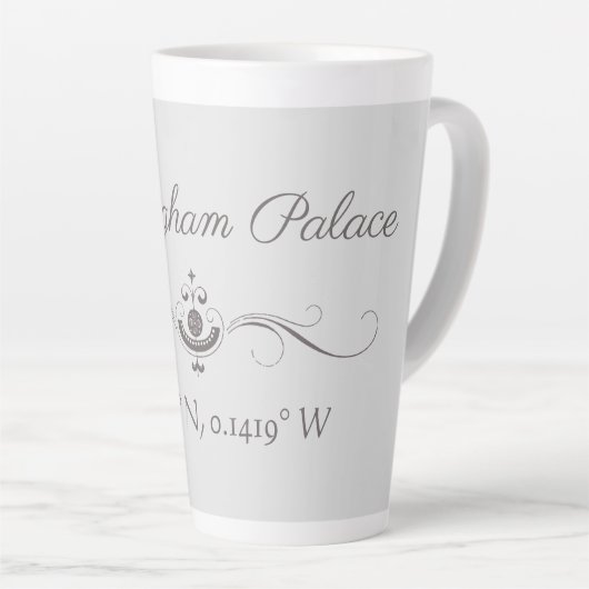 Buckingham Palace Latitude en Lengtegraad Latte Mok (Rechterhoek)
