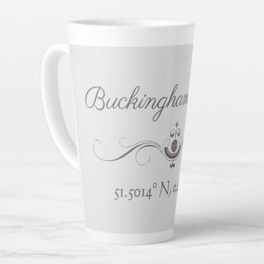 Buckingham Palace Latitude en Lengtegraad Latte Mok (Linkerhoek)