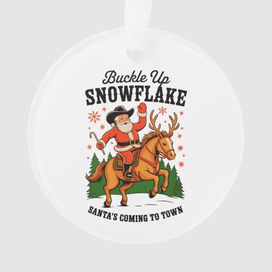 Buckle Up Snowflake Rodeo Cowboy Santa Christmas (devant)