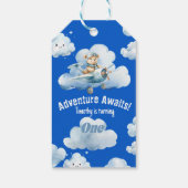 Buckle Up voor Teddy's 1st Birthday Sky Ride Cadeaulabel (Achterkant)