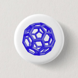 Buckminsterfullerene Molecule (blauw) Ronde Button 3,2 Cm