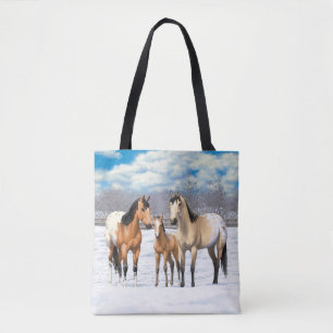 Buckskin Appaloosa paarden bij sneeuw Draagtas