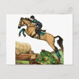buckskin big leap xc HORSE ART Eventing Briefkaart