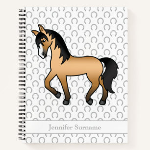Buckskin Cartoon Dravertje & Aangepaste Tekst Notitieboek