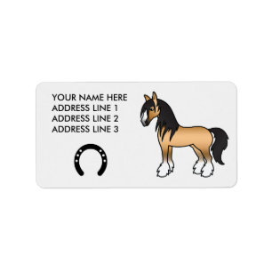 Buckskin Cartoon Gypsy Vanner Shire Horse Etiket
