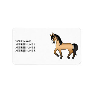 Buckskin Cute Cartoon Dravend Paard & Aangepaste T Etiket