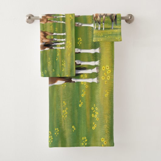 Buckskin deun verfpaarden in zomerdeeg bad handdoek (Insitu)