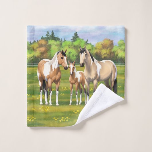 Buckskin deun verfpaarden in zomerdeeg bad handdoek (Wasdoekje)