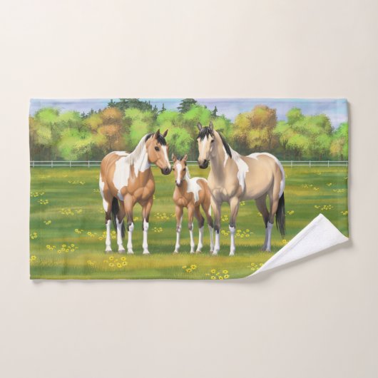 Buckskin deun verfpaarden in zomerdeeg bad handdoek (Handdoek)