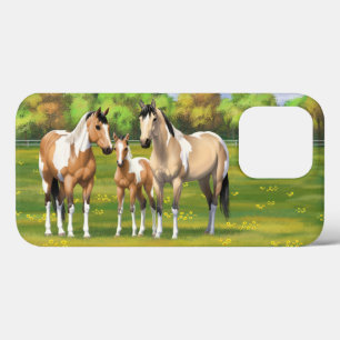Buckskin deun verfpaarden in zomerdeeg iPhone 13 pro hoesje