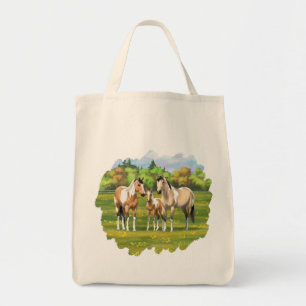 Buckskin deun verfpaarden in zomerdeeg tote bag