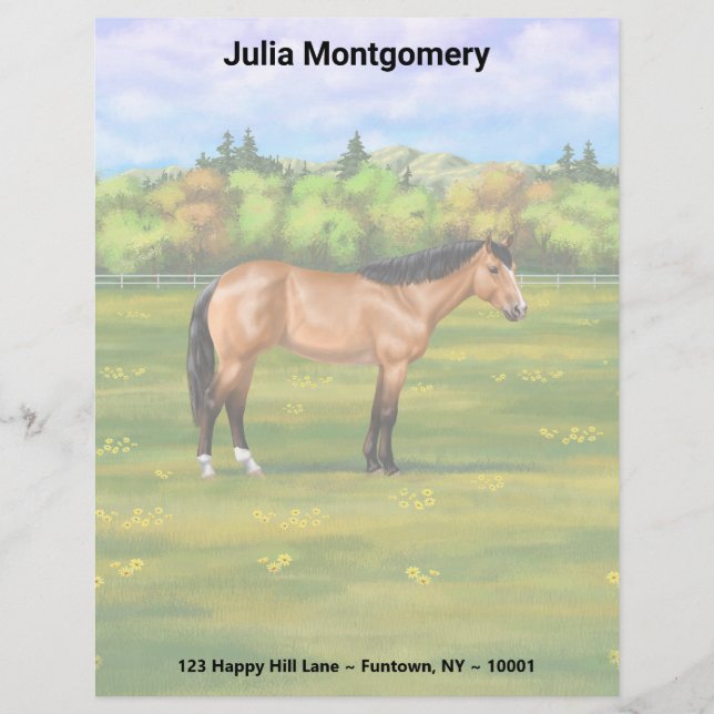 Buckskin Dun Quarter Horse Briefhoofd (Voorkant)