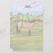 Buckskin Dun Quarter Horse Briefpapier (Voorkant / Achterkant)