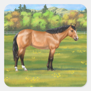 Buckskin Dun Quarter Horse Vierkante Sticker