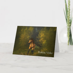 Buckskin Horse in Forest Birthday Card Kaart