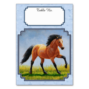 Buckskin Horse Runing Light Blue Kaart