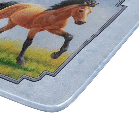 Buckskin Horse Runing Light Blue Snijplank (Hoek)