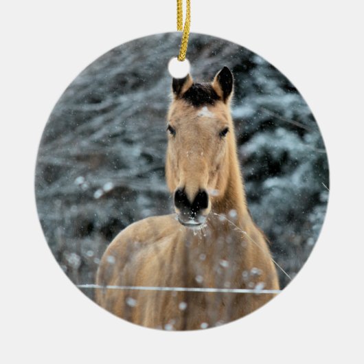 Buckskin Horse Winter Keramisch Ornament (Voorkant)