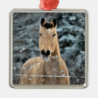 Buckskin Horse Winter Metalen Ornament