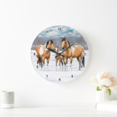 Buckskin Paint Horses in sneeuw Grote Klok (Huis)