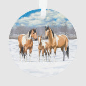 Buckskin Paint Horses in sneeuw Ornament (achterkant)