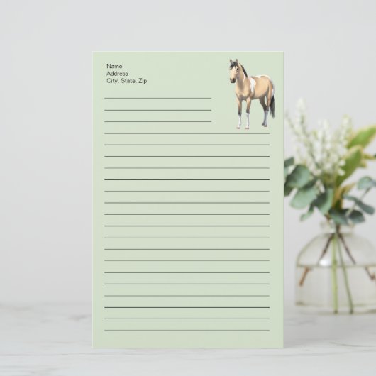 Buckskin Pinto Dun Paint Horse Staillion Briefpapier (Staand voorkant)
