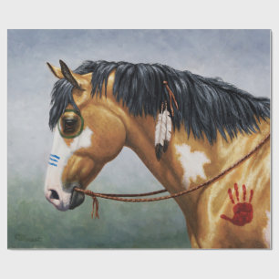 Buckskin Pinto Indiaans oorlogspaard Cadeaupapier